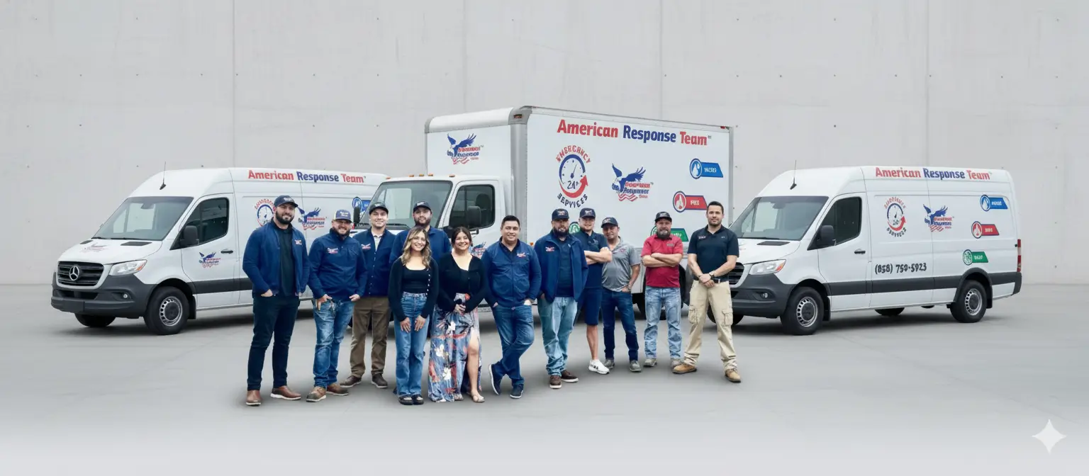 American Response Team technician documenting water damage for an insurance claim